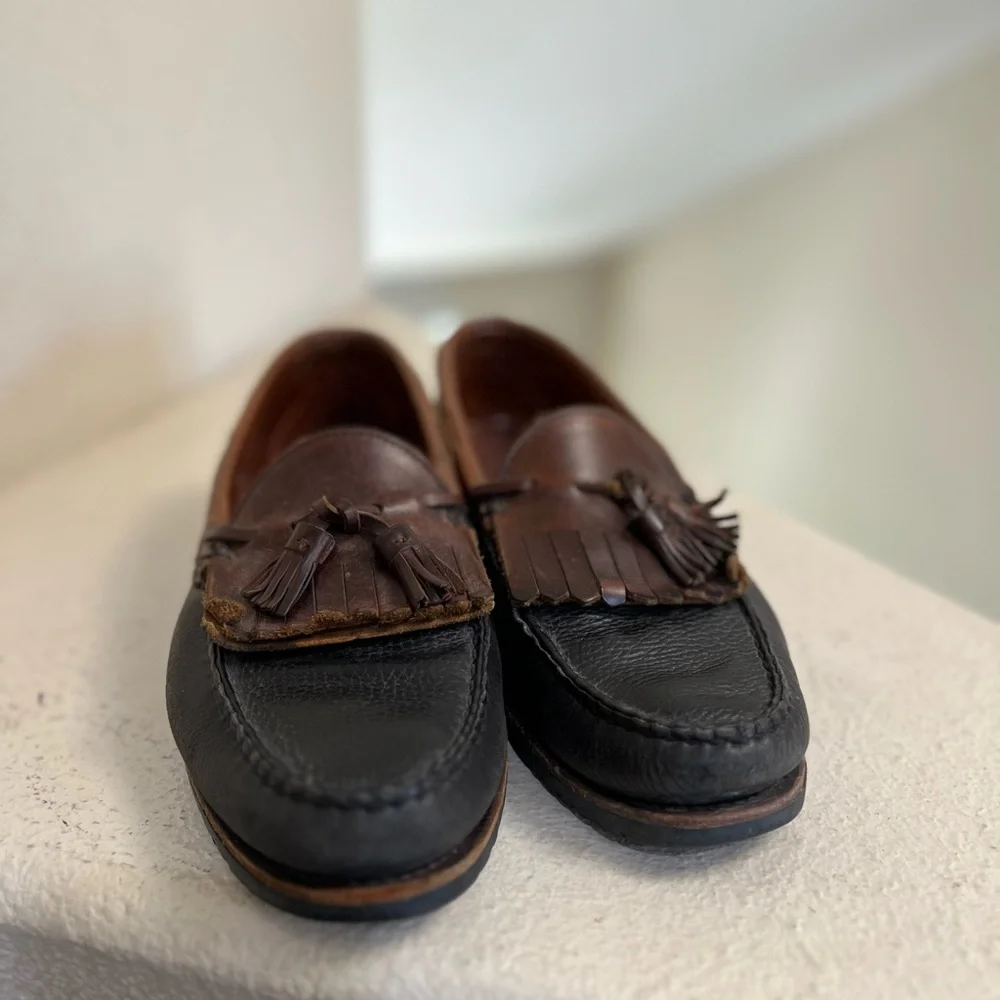 Allen Edmonds Nashua Loafers Shoes 12‎ D Black Brown Leather Tassel Made In USA